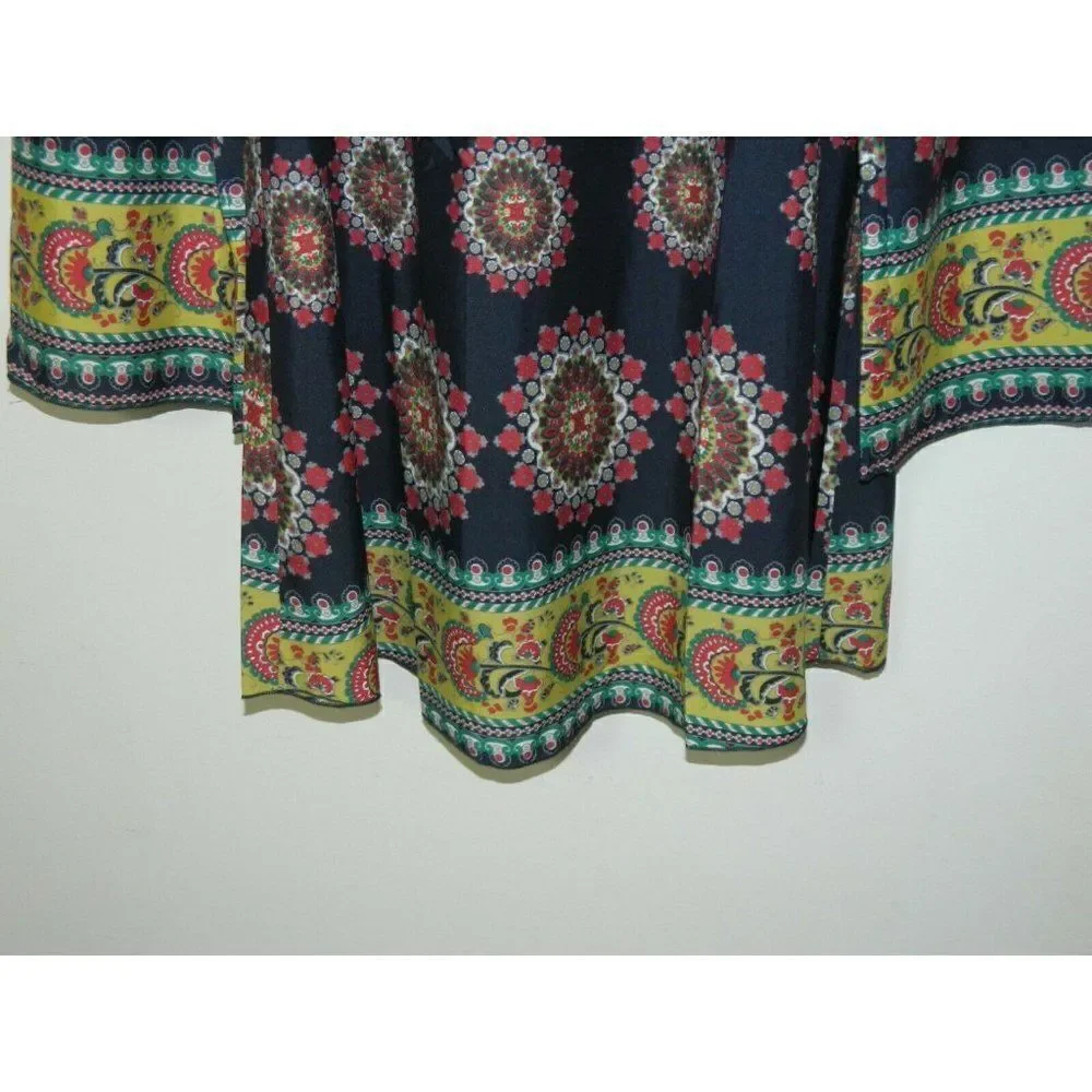 Band of Gypsies Zoe & Rose Dress Blue‎ Floral Off The Shoulder Bell Sleeves Mini
